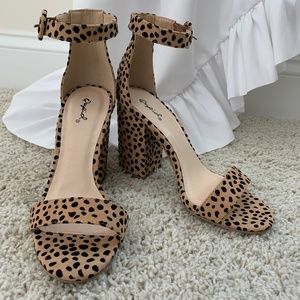LIKE NEW Qupid Cheetah Print Block 3.5" Heels!